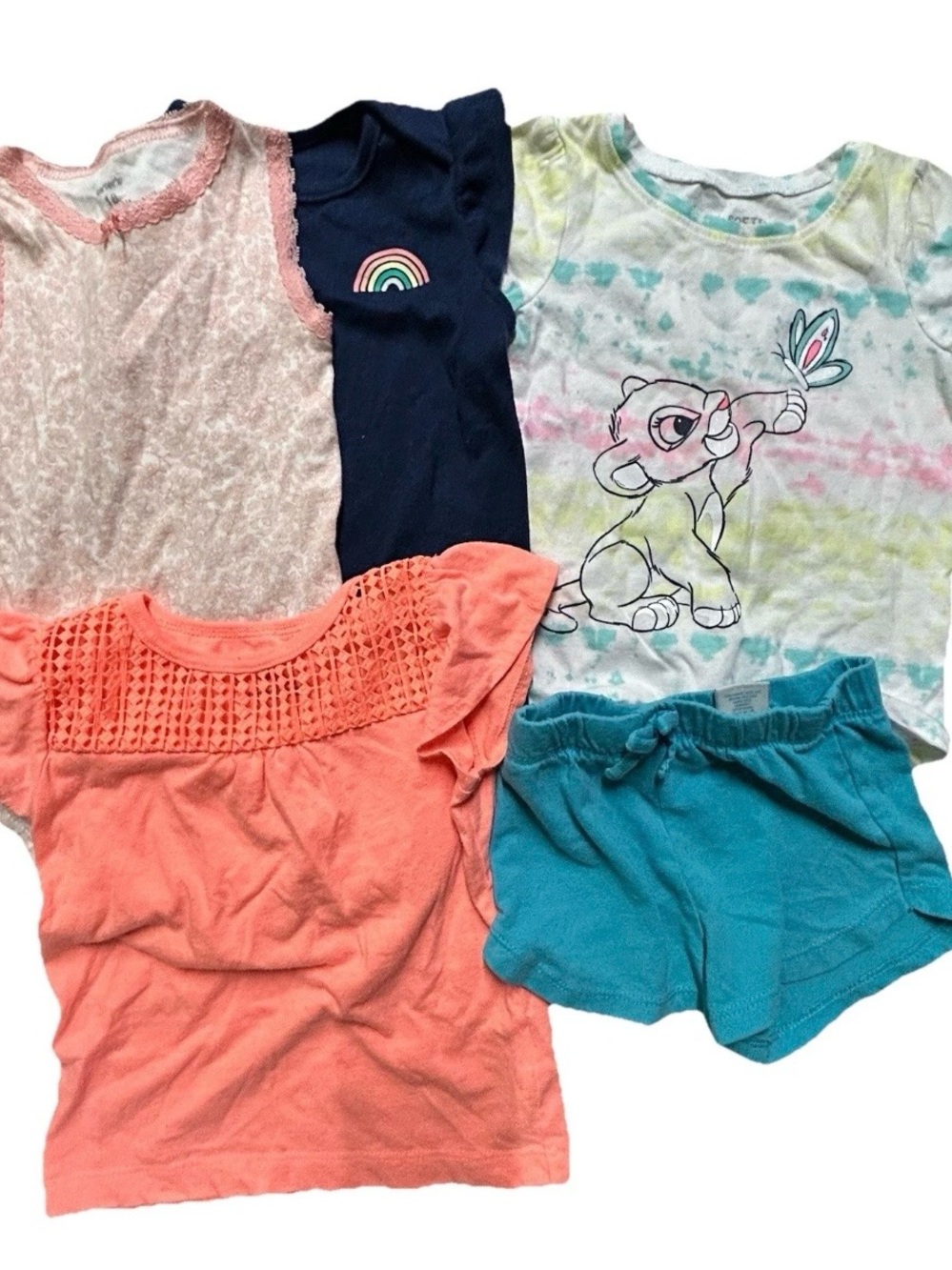 Toddler Girl Summer Clothing Bodysuits T Shirts Shorts Size 12-18 Months